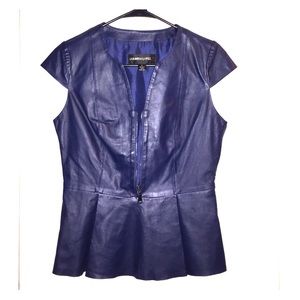 100% leather peplum blouse/shell